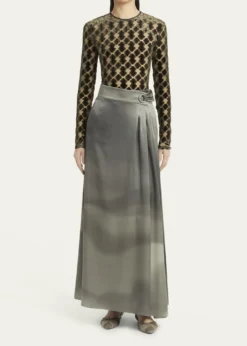 Giorgio ArmaniVelvet Jersey Jacquard Long-Sleeve Top