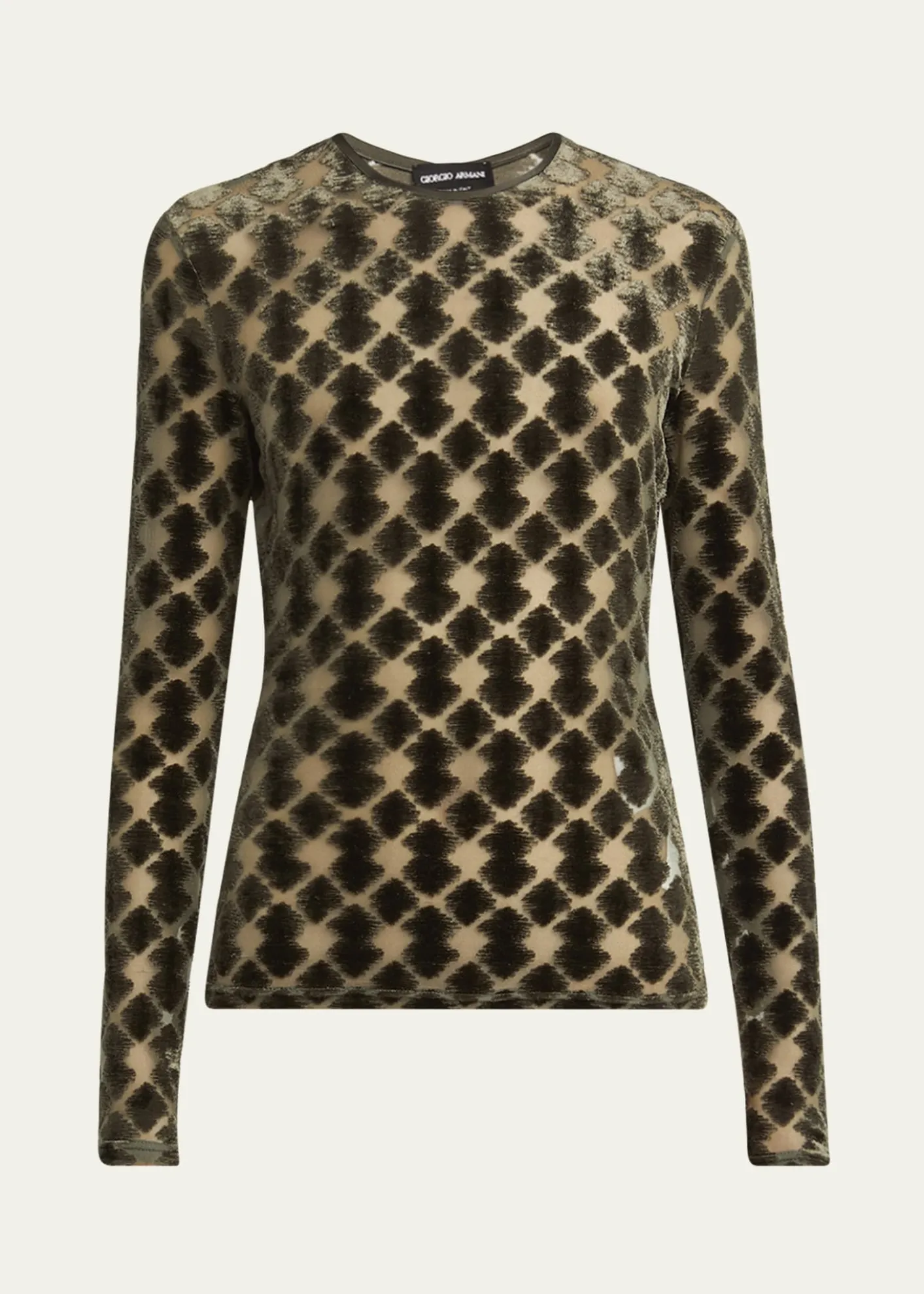 Giorgio ArmaniVelvet Jersey Jacquard Long-Sleeve Top