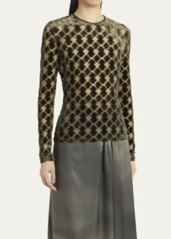 Giorgio ArmaniVelvet Jersey Jacquard Long-Sleeve Top