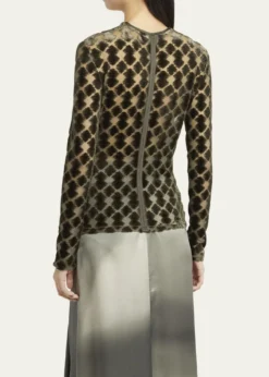 Giorgio ArmaniVelvet Jersey Jacquard Long-Sleeve Top