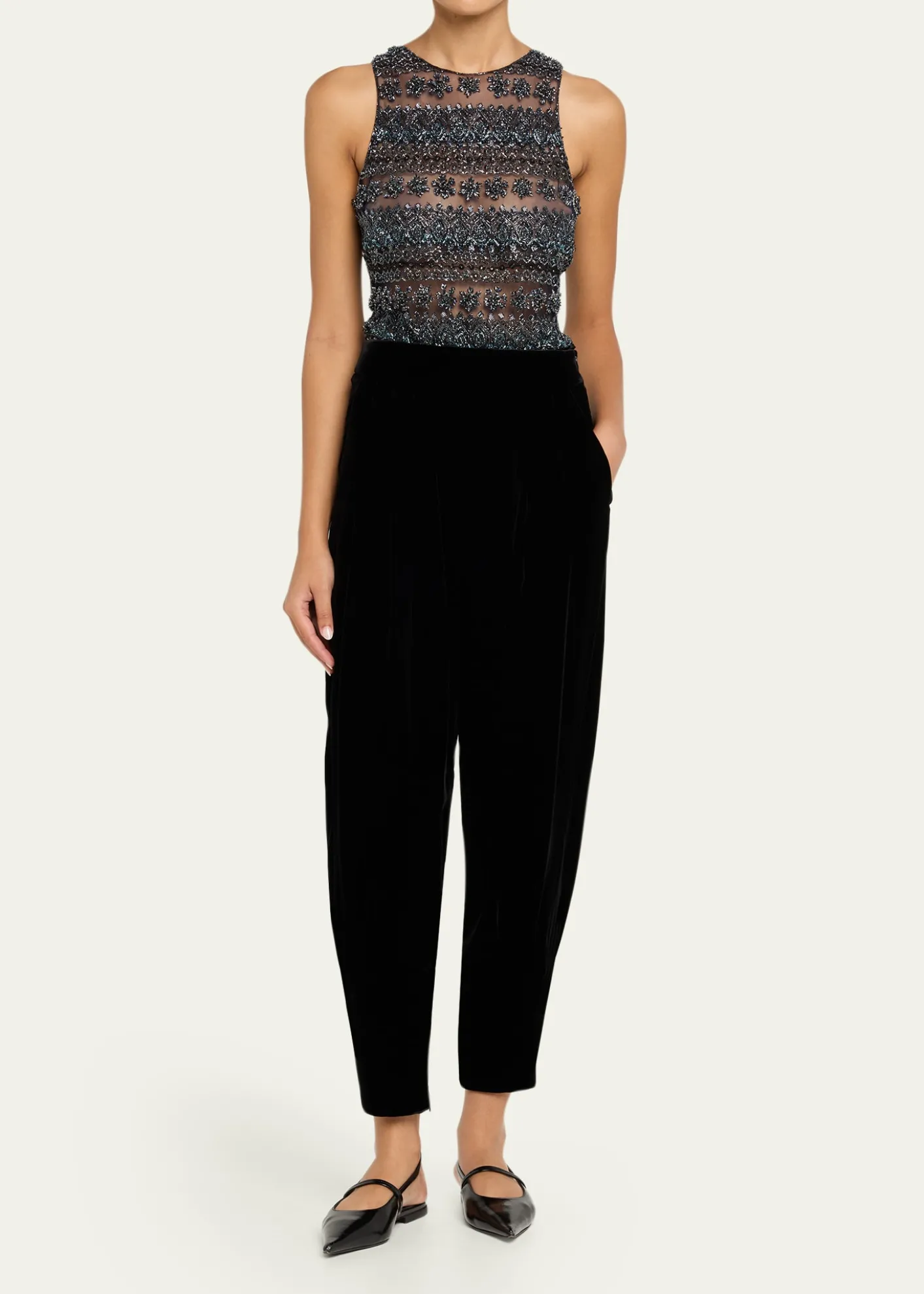 Giorgio ArmaniVirgin Wool Barrel-Leg Trousers