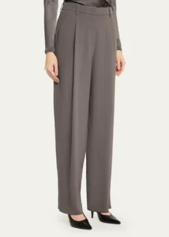 Giorgio ArmaniWashed Silk Pleated Trousers
