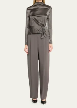 Giorgio ArmaniWashed Silk Pleated Trousers
