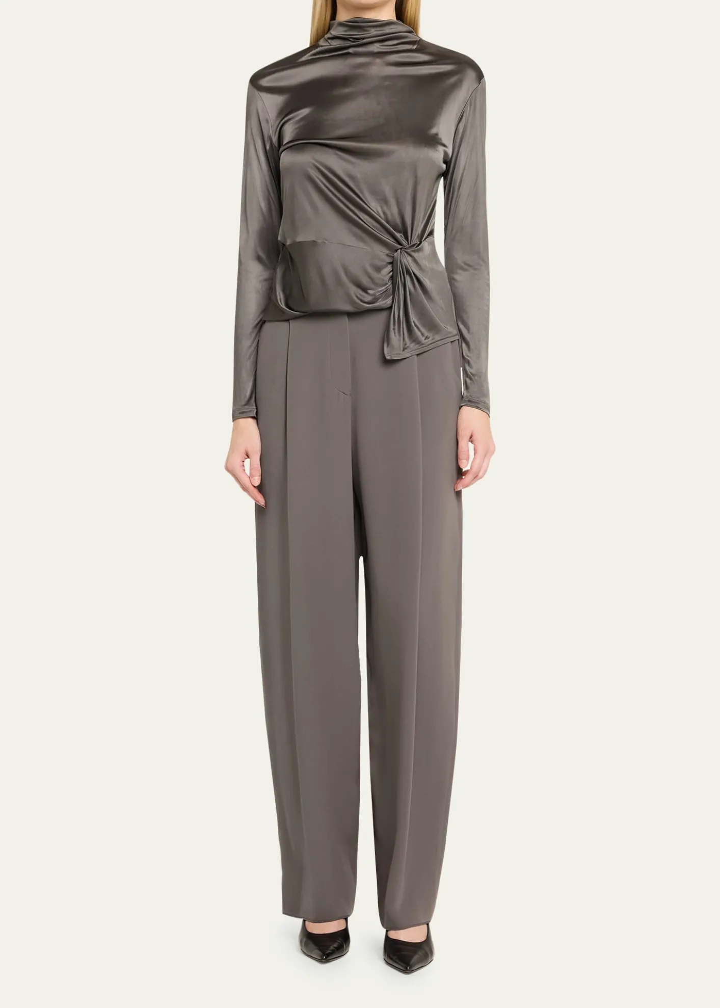 Giorgio ArmaniWashed Silk Pleated Trousers