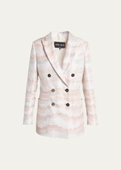 Giorgio ArmaniWave Print Jacquard Double-Breasted Blazer