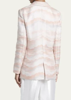 Giorgio ArmaniWave Print Jacquard Double-Breasted Blazer