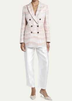 Giorgio ArmaniWave Print Jacquard Double-Breasted Blazer
