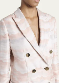 Giorgio ArmaniWave Print Jacquard Double-Breasted Blazer