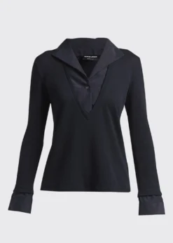 Giorgio ArmaniWool Trompe L'oeil V-Neck Top