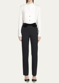 Giorgio ArmaniWool Tuxedo Pants with Velvet Details