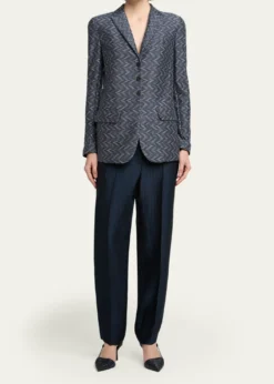 Giorgio ArmaniZigzag Jacquard Cashmere Single-Breasted Jacket