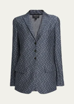 Giorgio ArmaniZigzag Jacquard Cashmere Single-Breasted Jacket