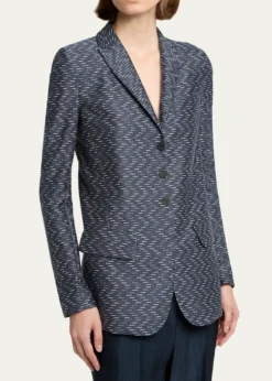 Giorgio ArmaniZigzag Jacquard Cashmere Single-Breasted Jacket