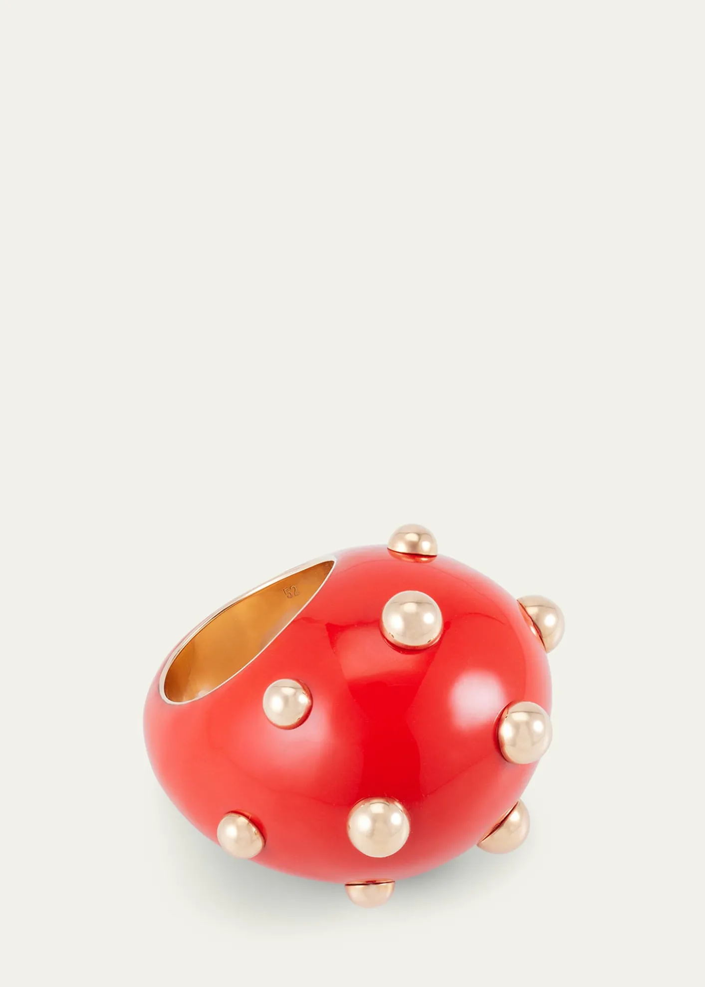 GIORGIO BGoccia Ring with Coral Enamel in 18K Rose Gold