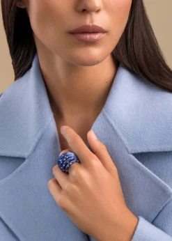 GIORGIO BPalma Blue Titanium and 18K Rose Gold Starburst Ring with Diamonds