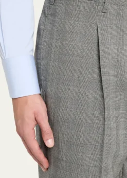 Giuliva HeritageMen's Glen Plaid Straight Wool Trousers