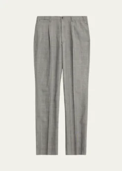 Giuliva HeritageMen's Glen Plaid Straight Wool Trousers