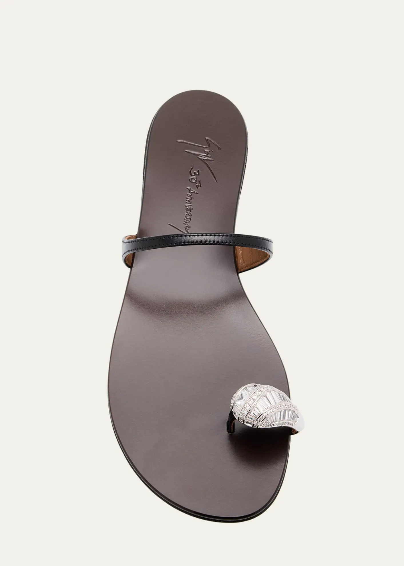 Giuseppe ZanottiCrystal Jewel Thin Strap Leather Sandals