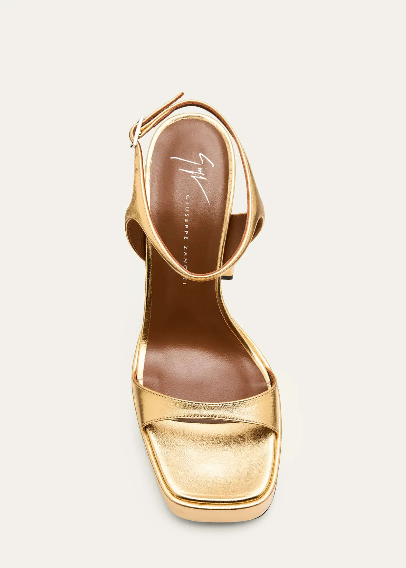 Giuseppe ZanottiMetallic Leather Block-Heel Platform Sandals