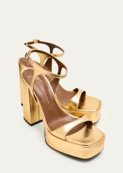 Giuseppe ZanottiMetallic Leather Block-Heel Platform Sandals