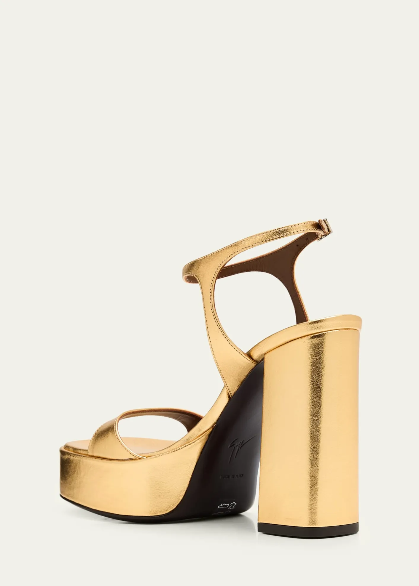 Giuseppe ZanottiMetallic Leather Block-Heel Platform Sandals