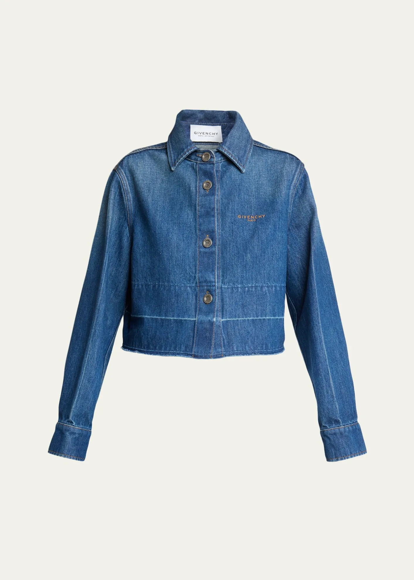 GivenchyCropped Raw-Edge Cotton Denim Jacket