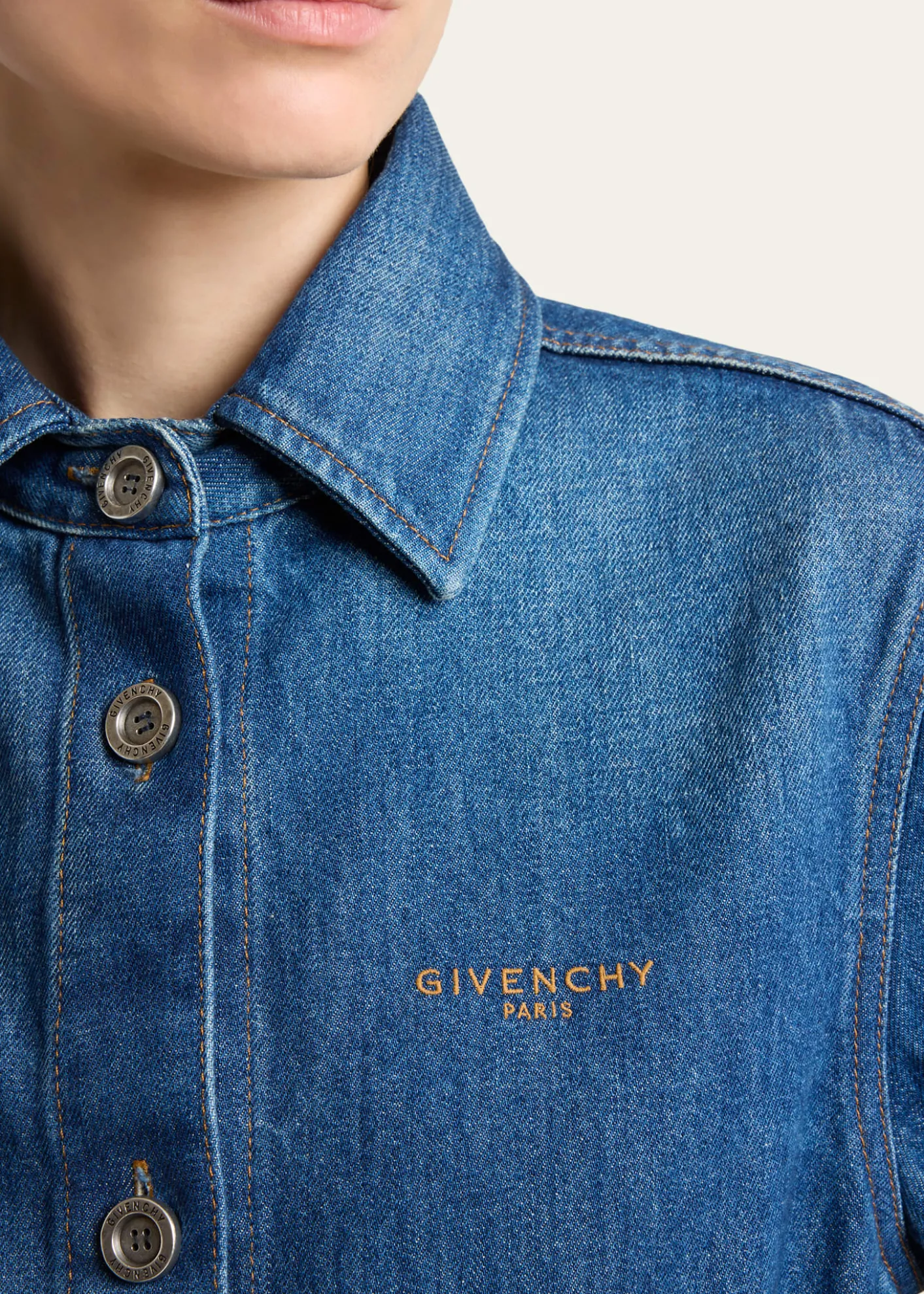 GivenchyCropped Raw-Edge Cotton Denim Jacket
