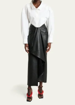 GivenchyDraped Leather Maxi Skirt