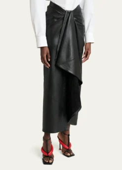 GivenchyDraped Leather Maxi Skirt