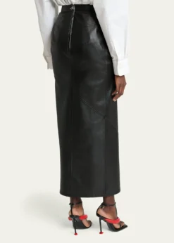 GivenchyDraped Leather Maxi Skirt