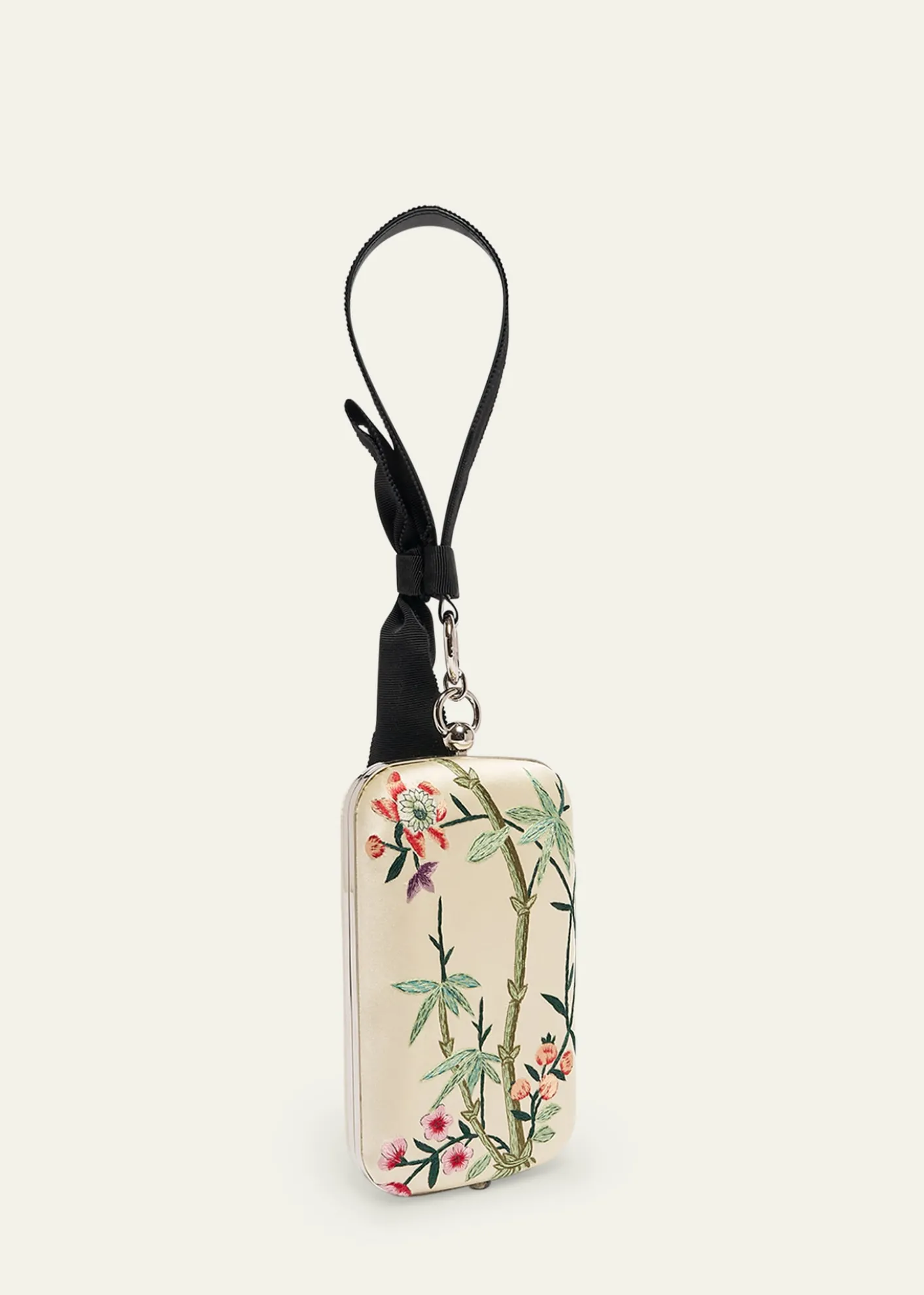 GivenchyFloral-Embroidered Wristlet Clutch Bag in Satin