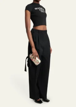 GivenchyFloral-Embroidered Wristlet Clutch Bag in Satin