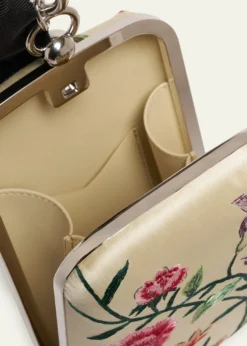 GivenchyFloral-Embroidered Wristlet Clutch Bag in Satin