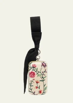 GivenchyFloral-Embroidered Wristlet Clutch Bag in Satin