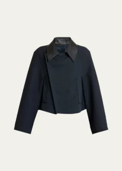 GivenchyLeather-Collar A-Line Cocoon Coat