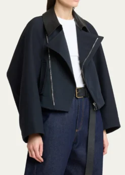 GivenchyLeather-Collar A-Line Cocoon Coat