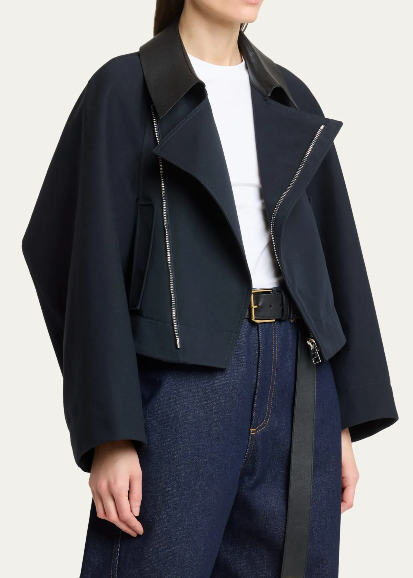 GivenchyLeather-Collar A-Line Cocoon Coat