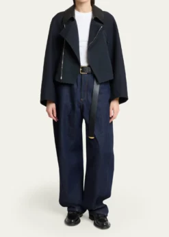 GivenchyLeather-Collar A-Line Cocoon Coat