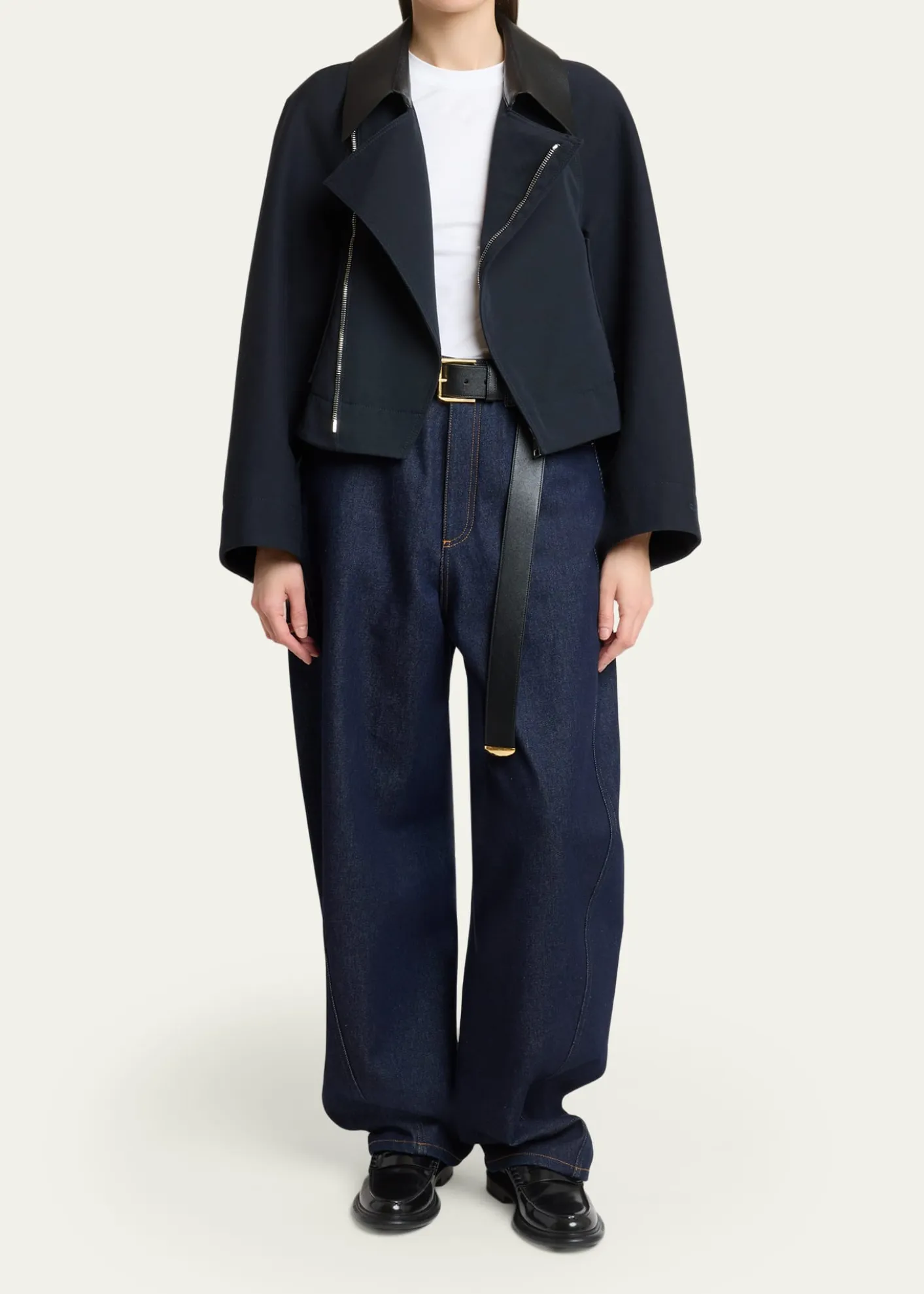 GivenchyLeather-Collar A-Line Cocoon Coat