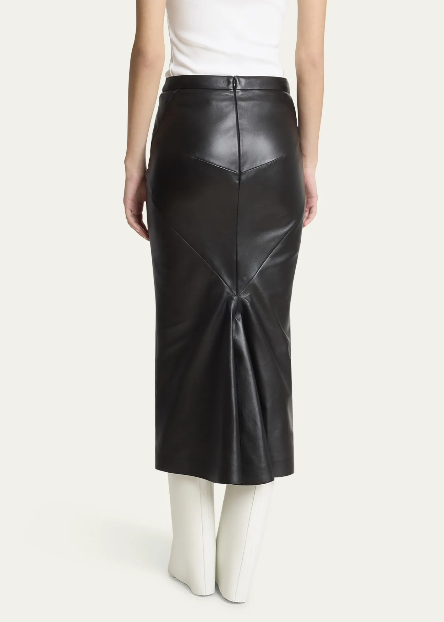 GivenchyLeather Godet-Back Midi Pencil Skirt