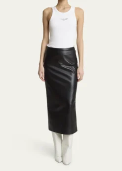 GivenchyLeather Godet-Back Midi Pencil Skirt