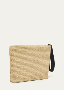 GivenchyLogo-Embroidered Pouch Bag in Faux Raffia