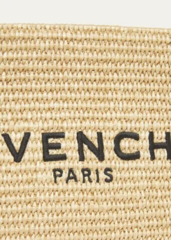 GivenchyLogo-Embroidered Pouch Bag in Faux Raffia