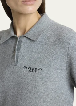 GivenchyLogo Embroidered Wool-Cashmere Polo Sweater