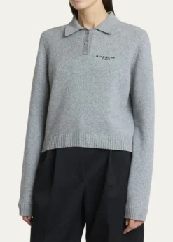 GivenchyLogo Embroidered Wool-Cashmere Polo Sweater