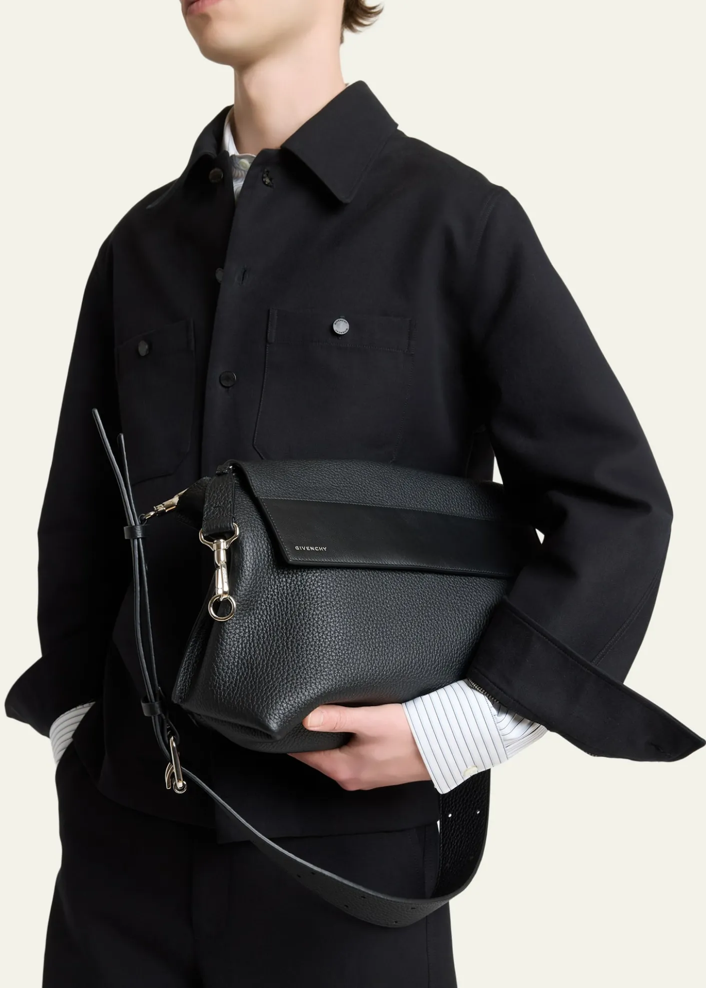 GivenchyMen's Leather Flap-Top Crossbody Bag