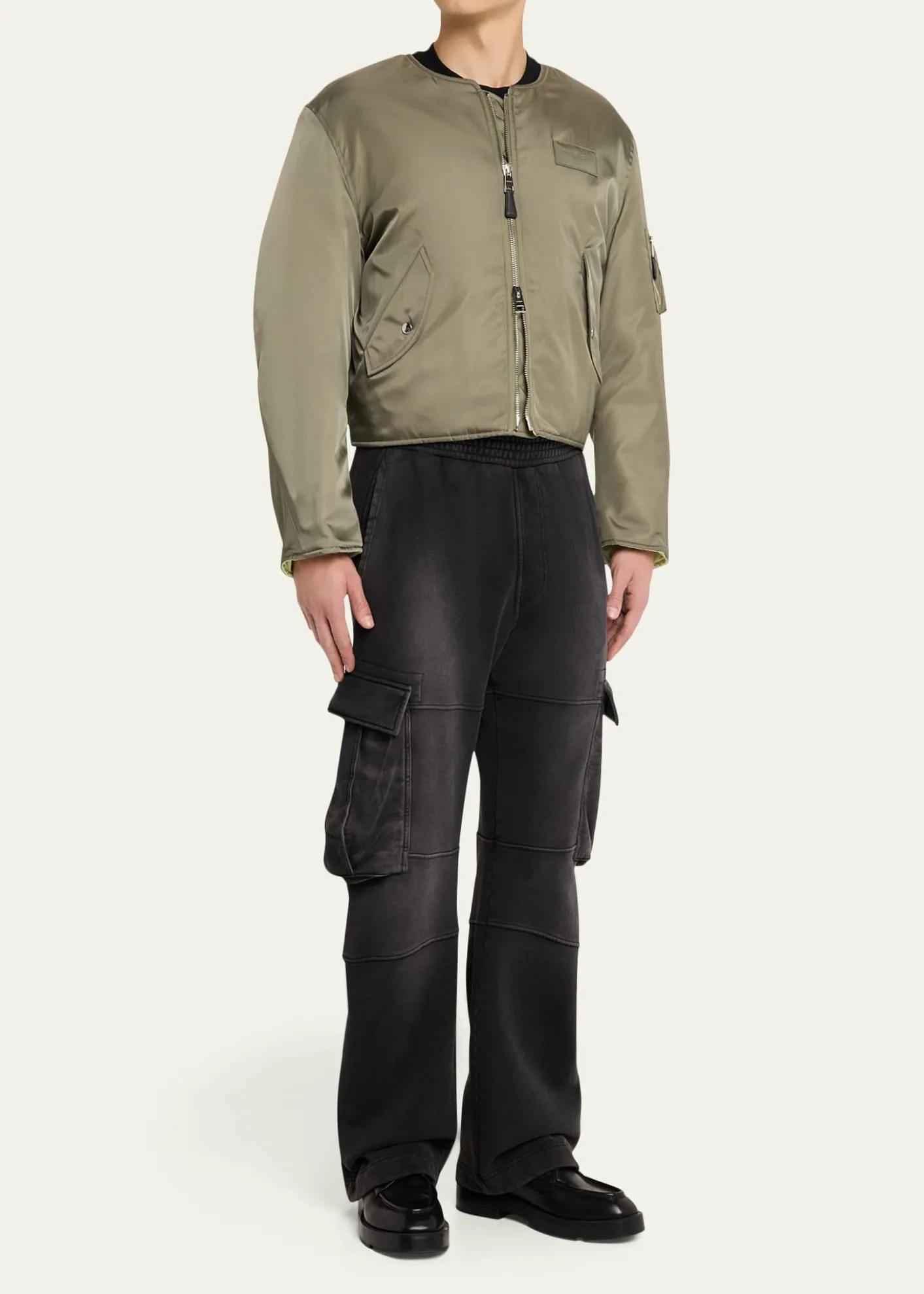 GivenchyMen's Couture Seam Nylon Bomber with Logo Patch