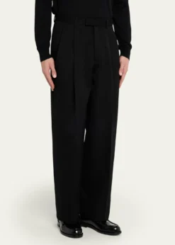 GivenchyMen's Double-Pleat Grain de Poudre Wool Pants