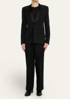 GivenchyMen's Double-Pleat Grain de Poudre Wool Pants