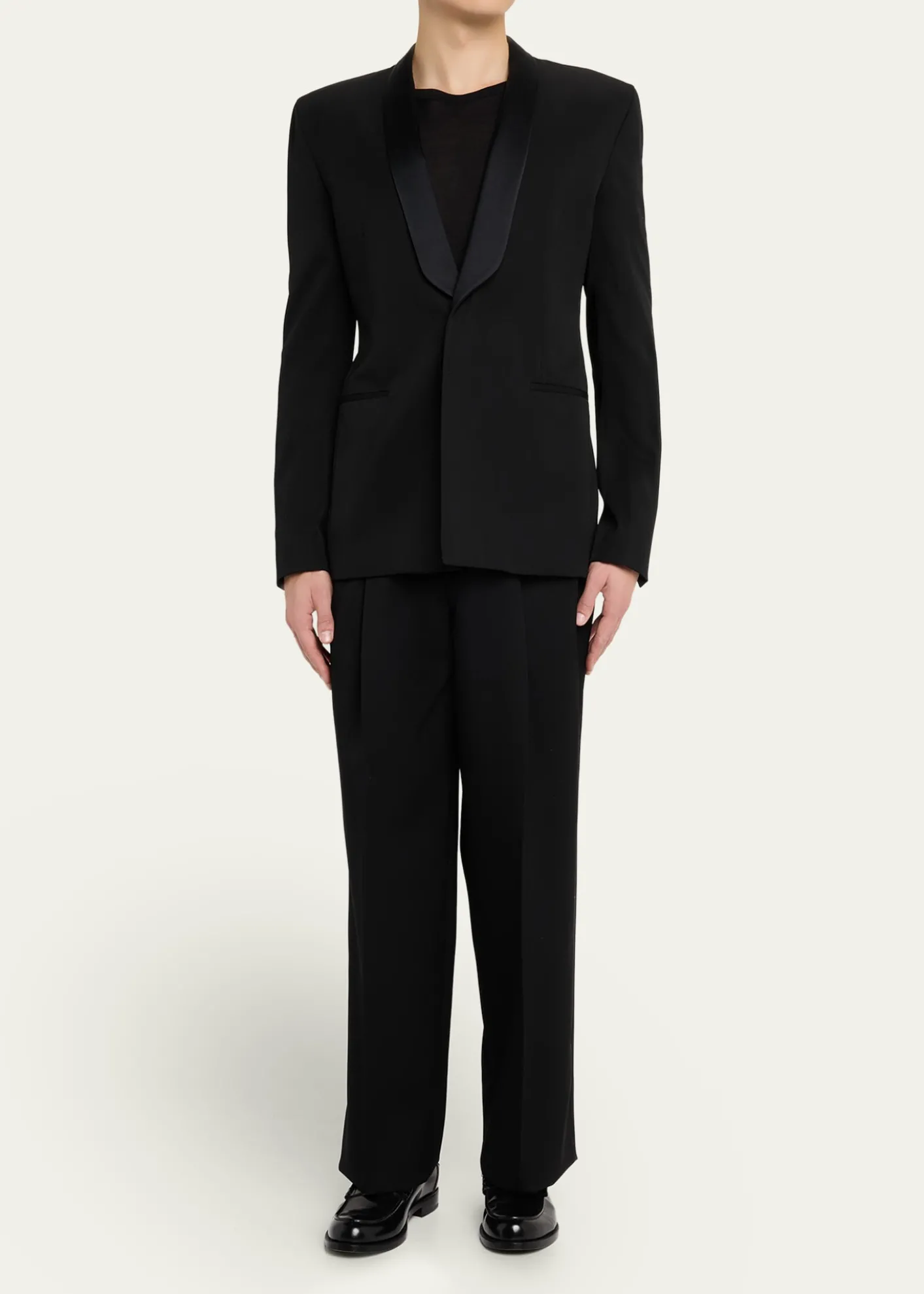 GivenchyMen's Double-Pleat Grain de Poudre Wool Pants